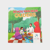 Kinderboek met kleurrijke illustratie van een familiebroodje voor Ik hou van mijn ouders